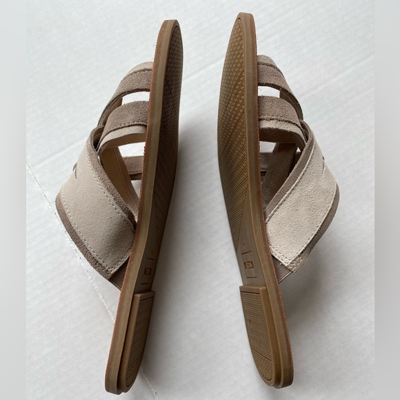 Toms Women Val Desert Taupe Suede Crisscross Strap Open Toe Slide Sandal Size 8 - Picture 4 of 6